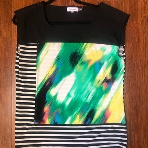 Calvin Klein Graphic Shirt w/ Black & White Stripes Size L